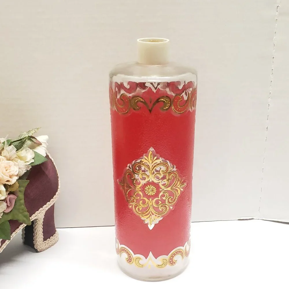 Vintage Starlyte Red & Gold Hand Painted Jar Art Deco Decor